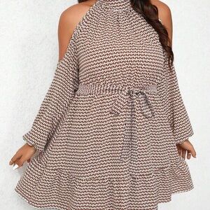 SHEIN Black and White Geometric Mini Dress